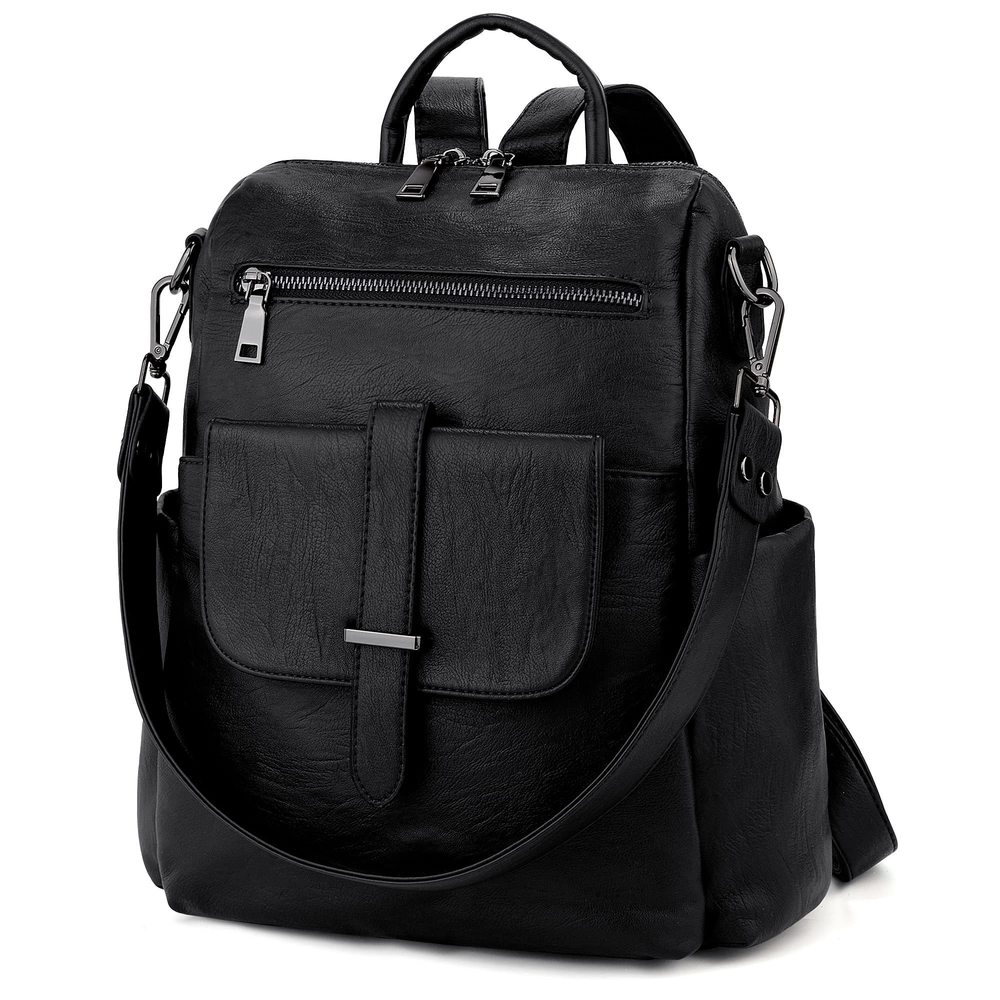 Women Backpack Purse PU Washed Leather Convertible Ladies Rucksack Front✨